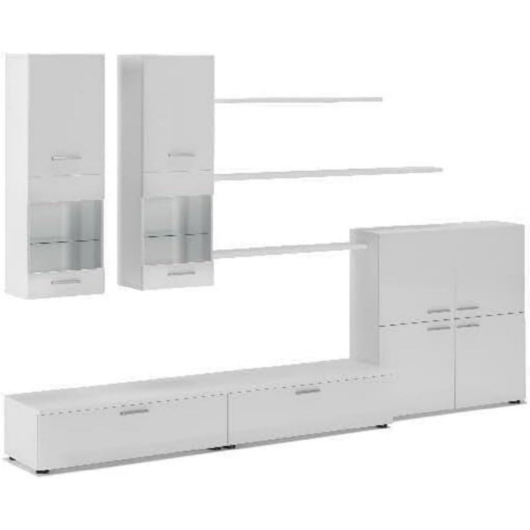 Con LED e Vetro Set soggiorno Bianco