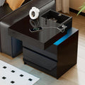 Legno Comodini Nero Regolabile
